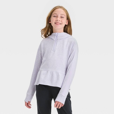 Girls' Cozy Soft Fleece Sweatshirt - All In Motion™ Heathered Purple S