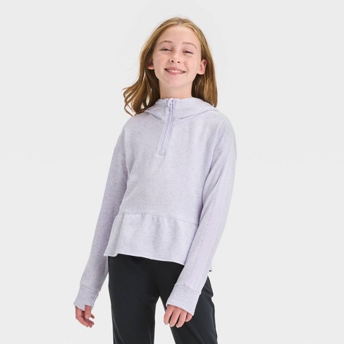 Girls' Cozy Soft Fleece Sweatshirt - All In Motion™ Heathered Purple XL