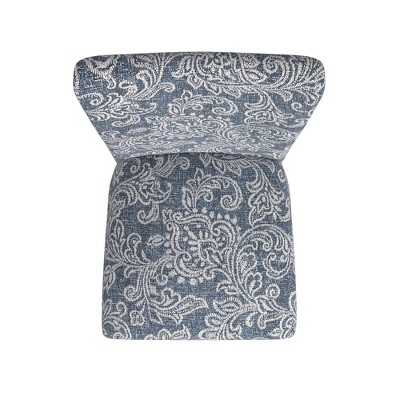 Set of 2 Denim Jacobean Print Linen Parsons Side Chairs