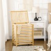 VYNXARIA Bamboo Laundry Hamper with Lid, Laundry Basket with Removable Liner Bag, Dirty Clothes Hamper,19.75*14.25*23.5 Inches,Natural - 2 of 4