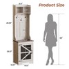 Narrow Coat Rack with Shoe Storage, 23" Wide Entryway Hall Tree, Rustic White - 2 of 4