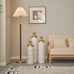Metal Floor Standing Metal Vase Modern Style Ornaments Home Teardrop Shape White Metal Vase 3-Piece Set Gorgeous - 1 of 4