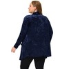 Agnes Orinda Women's Plus Size Velvet Open Front Cardigans with Pockets - 4 of 4