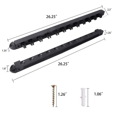Black and Oak 2-Piece Wall Mounted Pool Cue Rack