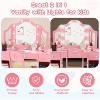 Kids Vanity Table with Touch Light /Detachable Tri-Folding Mirror, Open Storage Shelves, Wood Makeup Playset with Chair - 2 of 4