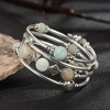 Beaded Pearl Bangle Wrap Bracelet with Thick Silver Metal Beads, Multilayer Bohemian Charm Jewelry for Women - 4 of 4