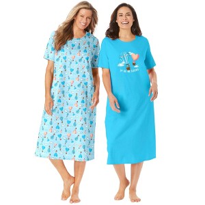 Dreams & Co. Plus Size 2-Pack Long Sleepshirts - 1 of 4