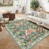 Washable Farmhouse Floral Print Living Room Rugs, Soft Butterfly Print Ultra Thin Bedroom Carpet, Non Slip Textured Dining Room Rugs - 3 of 4
