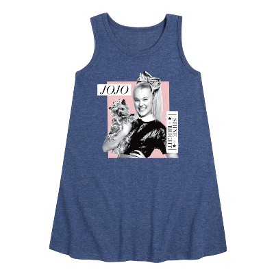 JoJo Siwa Shine Bright Graphic Sleeveless Aline Dress - Heather Navy - 6T