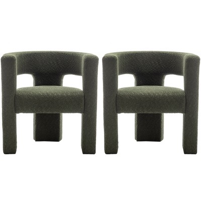 KINWELL 28" Wide Boucle Upholstered Square Armchair (Set of 2)