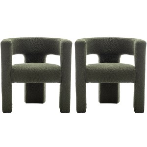 KINWELL 28" Wide Boucle Upholstered Square Armchair (Set of 2) - 1 of 4