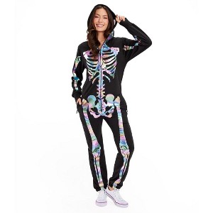 Tipsy Elves Womens Shimmer Skeleton Costume Jumpsuit: Size Small - 1 of 4