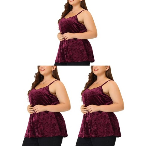 Agnes Orinda Women's Plus Size Velvet Adjustable Strap Peplum Party ...
