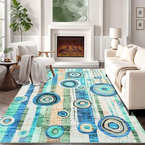 Extra Large Rugs 10x13 Machine Washable Abstract Area Rug Colorful Non Slip Geometric Rug Low Pile Thin Soft Floor Cover Foldable Carpet - 1 of 4