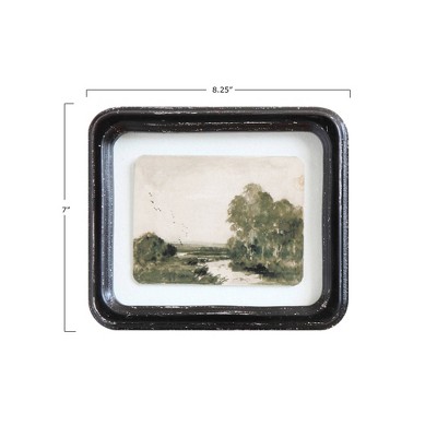 Distressed Wood Framed Floating Landscape Wall Art Set