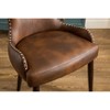 Viking Tufted Button Back barrel chair with Nailhead, Brown - 4 of 4