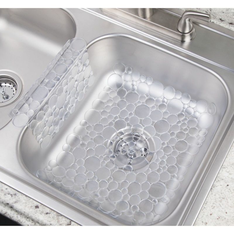 mDesign Plastic Kitchen Sink Protector Set, Bubble Design, Set of 3, 3 of 10