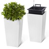 Planter Set of 2 Large Rattan Flower Pot w/2 Trays & a Water Level Monitor & Wheels Outdoor& Indoor for Patio, Porch,Living Room - 2 of 4