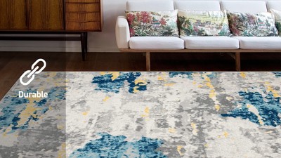 Cream Rectangular Stain-Resistant Synthetic Area Rug