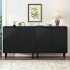 70" Set of 2 Modern Sideboard Cabinet with Adjustable Shelves, TV Stand with Geometric Door Design for Living Room - 2 of 4