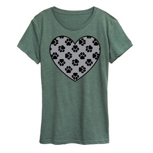 Women's - Instant Message - Paw Fill Heart Short Sleeve Graphic T-Shirt - 1 of 4