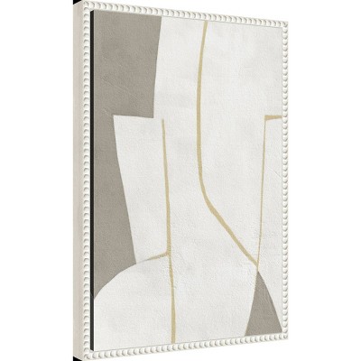 Small White and Gray Abstract Canvas Print with Beaded Frame