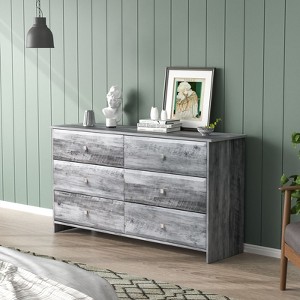 Karl Home 6-Drawer Grey MDF (Medium-Density Fiberboard) 53.94in. W Chest of Drawer - 1 of 4