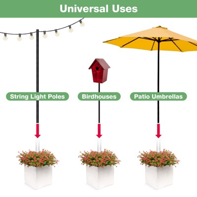 Large White Wooden Outdoor Planter Box with Pole Support