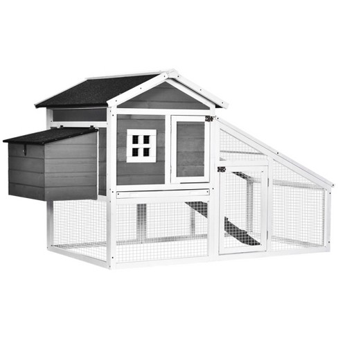 Pawhut 69 Chicken Coop Wooden Chicken House, Rabbit Hutch Pen Outdoor  Backyard Poultry Hen Cage With Run W/ Nesting Box Removable Tray Lockable  Door : Target