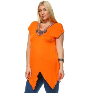 Women's Plus Size Embellished V-Neck Fenella Tunic Top - White Mark - 1 of 3