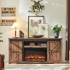 SinCiDo 80 Inch TV Ready Farmhouse Fireplace Stand, 32″ High Entertainment Center with Drawer, Sliding Barn Door & 70″ Media Storage - 3 of 4