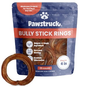 Pawstruck All-Natural Bully Stick Rings for Dogs - Single Ingredient Rawhide Free Dental Chew Treats Made with 100% Real Beef - 1 of 4