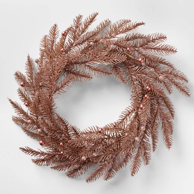 22in Unlit Blush with Metallic Berries Artificial Christmas Wreath - Wondershop™