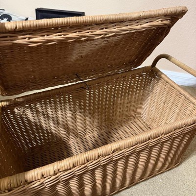 Large Rattan Storage Basket with Lid - Hearth & Hand™ with Magnolia ...