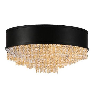 CWI Lighting Medina 7 Light Drum Shade Flush Mount With Black Finish