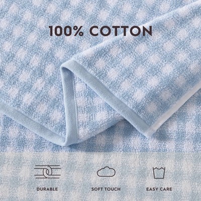 Ginny Blue and White Cotton Gingham Towel Set, 3 Pieces