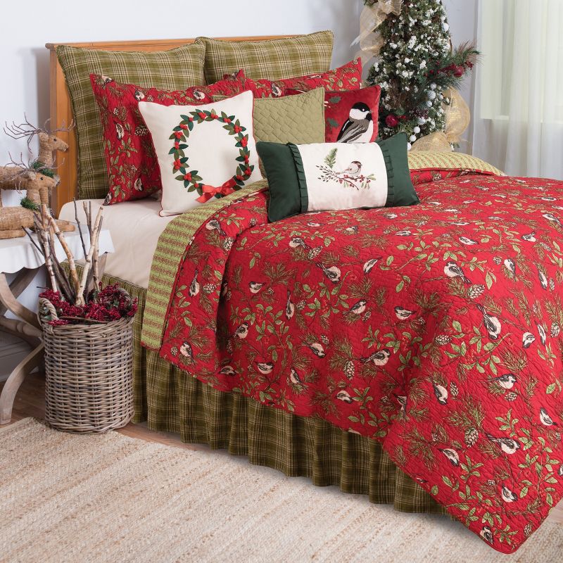 C&F Home Chickadee Red Cotton Quilt Set  - Reversible and Machine Washable, 2 of 7