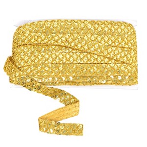Sewing Sequin Trim 0.9 Inch 4 Row, 25 Yards Glitter Sequin Ribbon Metallic Stretch Bling Strip DIY Craft Decoration - 1 of 4