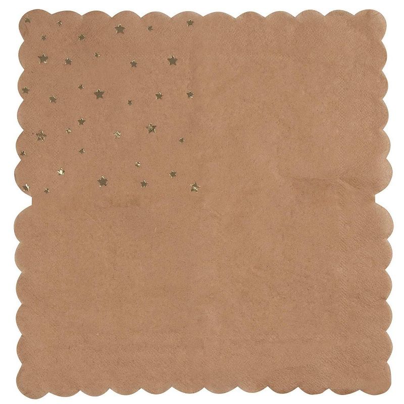 Juvale 50-Pack Scalloped Gold Stars Disposable Kraft Paper Napkins Party Supplies, 2 of 8