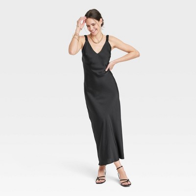 Women's Midi Perfect Slip Dress - A New Day™ Black L