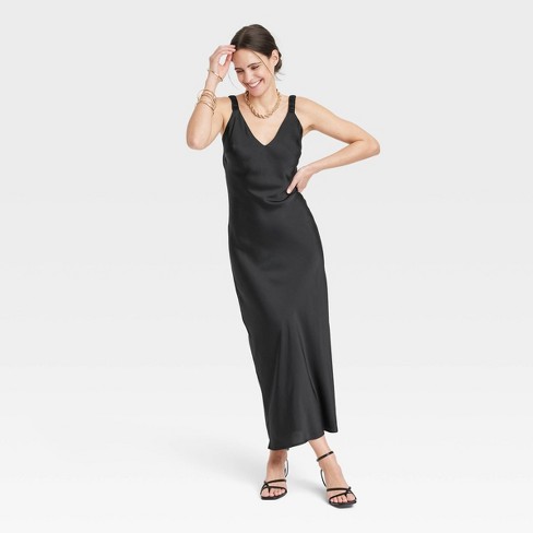 Women's Midi Perfect Slip Dress - A New Day™ Black XS