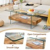 Syemin Glass End Table, Double Layer Rectangular Tiered Side Table with Drawers and Glass Top, Clear, 43.3"*23.6"*16.7" - 4 of 4