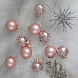 Northlight 2-Finish Glass Christmas Ball Ornaments - 1.5" (40mm) - Pink - 10ct - 1 of 4
