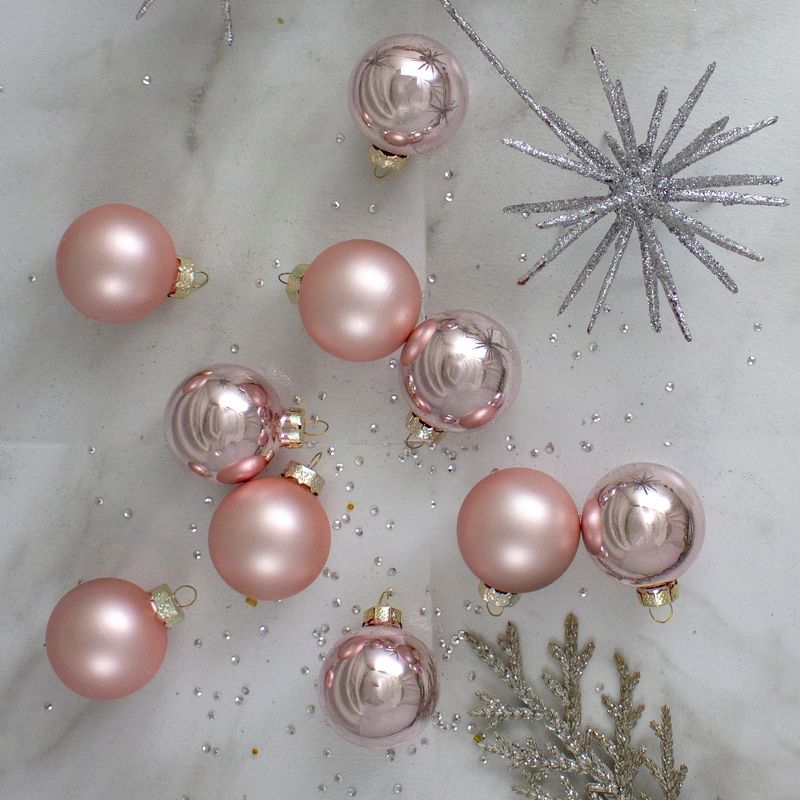 Northlight 10ct Baby Pink Glass 2-Finish Christmas Ball Ornaments 1.75" (45mm), 2 of 4
