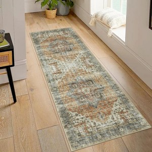 coucheta Vintage Oriental Area Rugs for Living Room, Boho Washable Stain Resistant Non Slip Low Pile Indoor Carpet, for Bedroom, Dining Room - 1 of 4