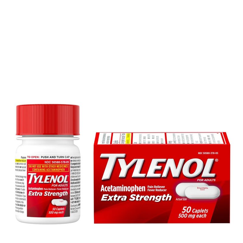 Tylenol Acetaminophen Pain Reliever Caplet - 50ct, 3 of 9