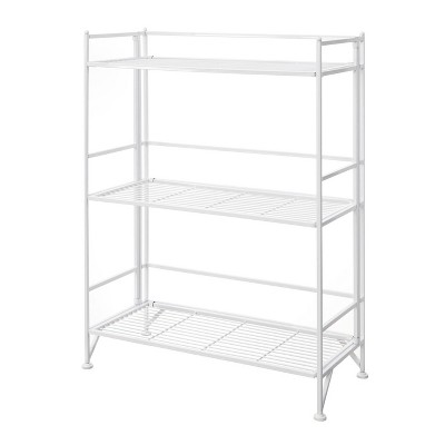 32.5 Xtra Storage 3 Tier Wide Folding Metal Shelf Black - Breighton Home