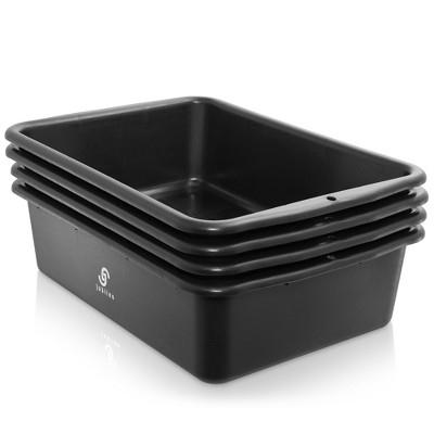 Jubilee 20 Quart Black Heavy Duty Plastic Utility Storage Bins, Set of 4