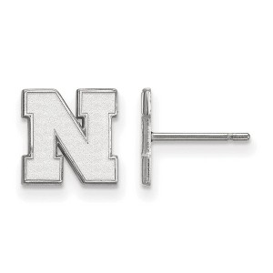 Black Bow Jewelry 10k White Gold Nebraska Cornhuskers NCAA Post Earrings - 1 of 3