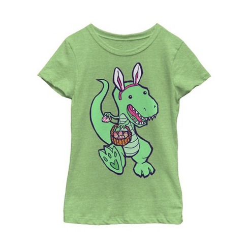 Girl's Lost Gods Easter Dinosaur T-shirt - Green Apple - Small : Target